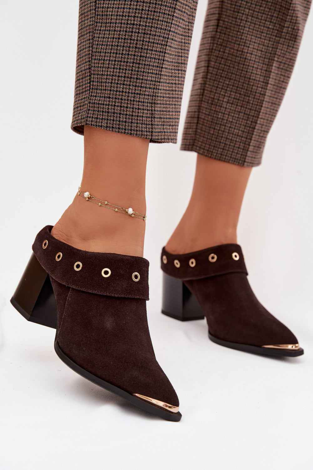 Step In Style Chocolate Suede Block Heel Heeled Sandals