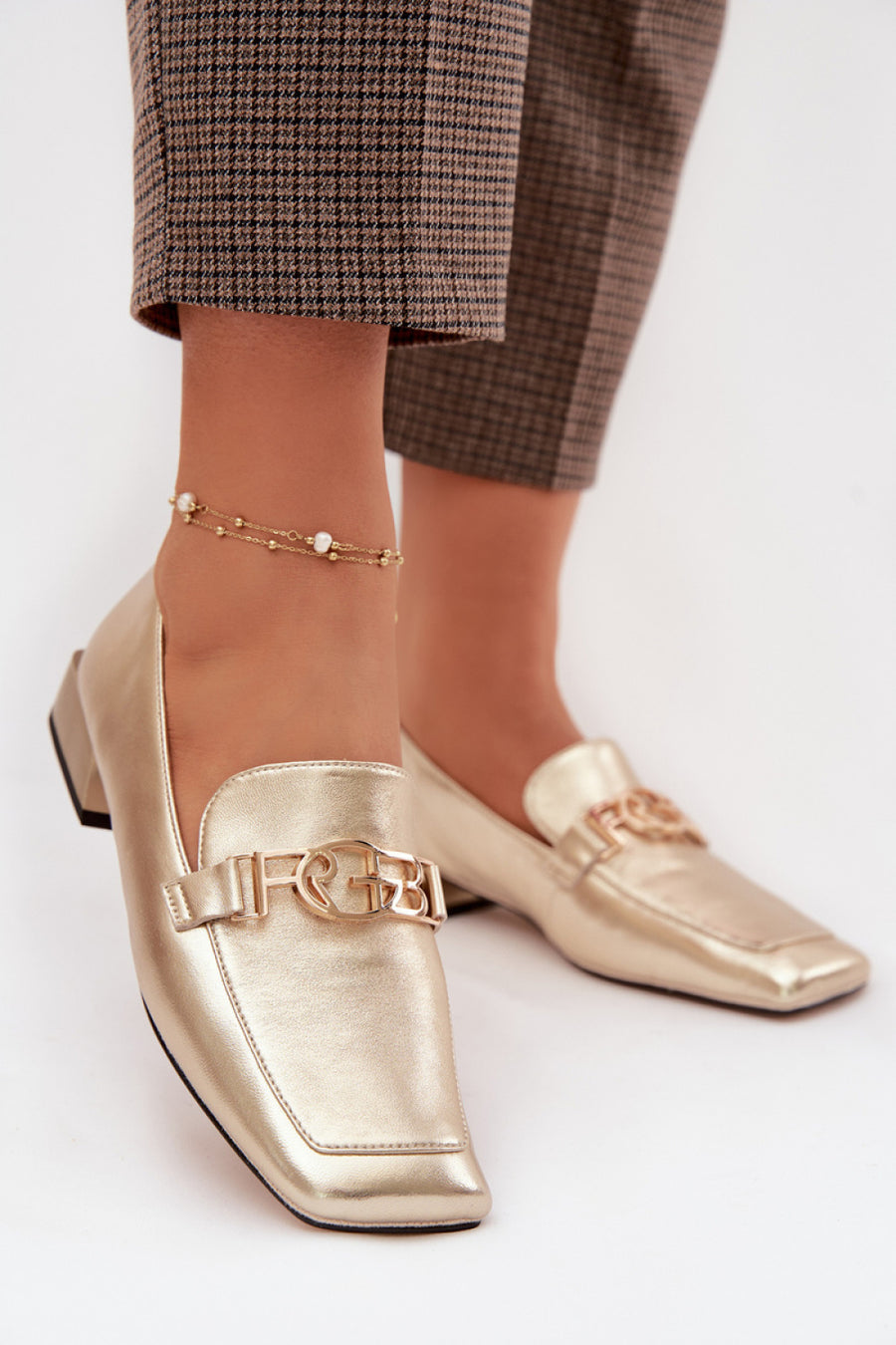 Step In Style Gold Leather Flip Flops