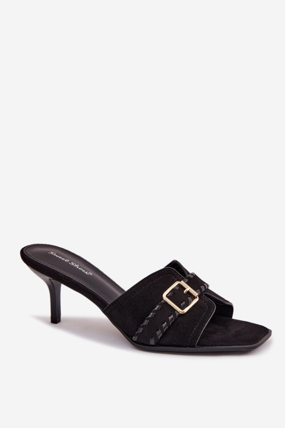 Step In Style Jelira Black Faux Suede Stiletto Heeled Sandals - view 2