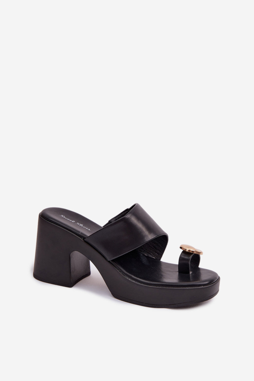Step In Style Sinora Black Faux Leather Platform Heeled Sandals - view 2