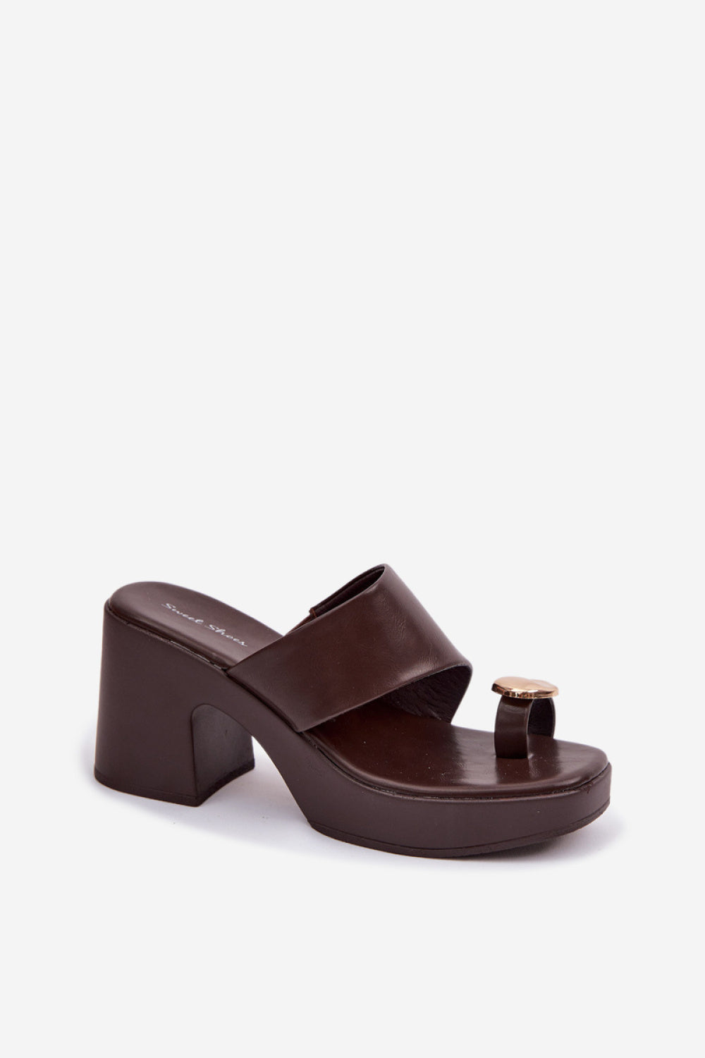 Step In Style Sinora Chocolate Faux Leather Block Heel Heeled Sandals - view 2