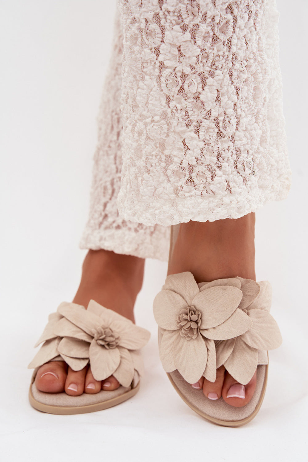 Step In Style Elzoria Light Beige Faux Suede Flat Flip Flops - view 3