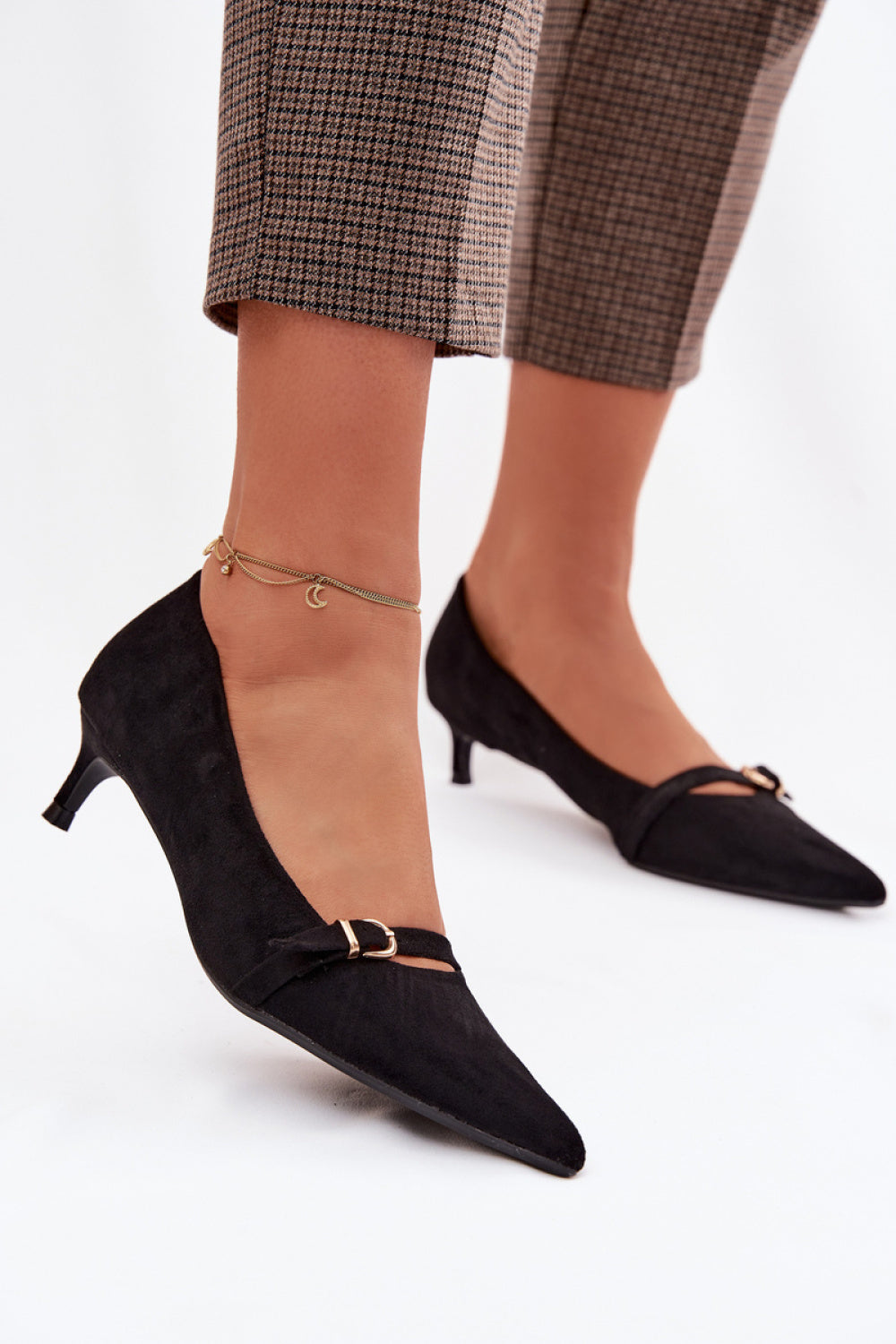 Step In Style Pirela Black Faux Suede Court Shoes - view 3