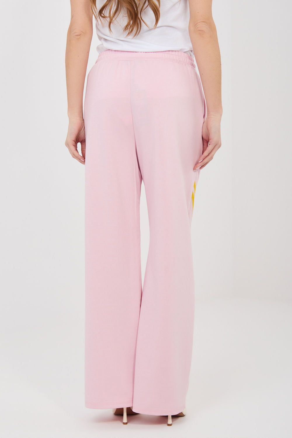 Rue Paris Light Pink Striped High Waisted Joggers - view 2