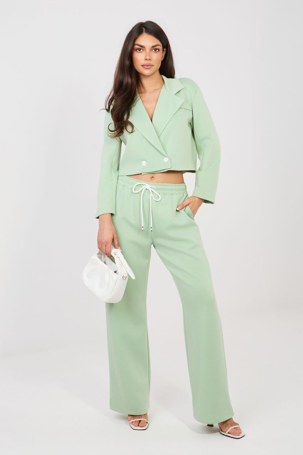 Rue Paris Pistachio High Waisted Long Sleeve Co-Ord Set