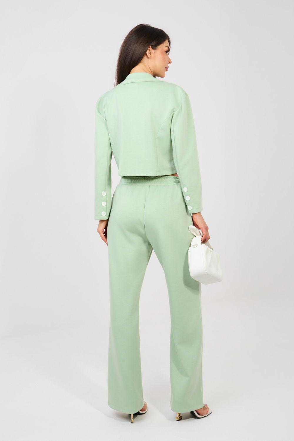 Rue Paris Pistachio High Waisted Long Sleeve Co-Ord Set - view 3