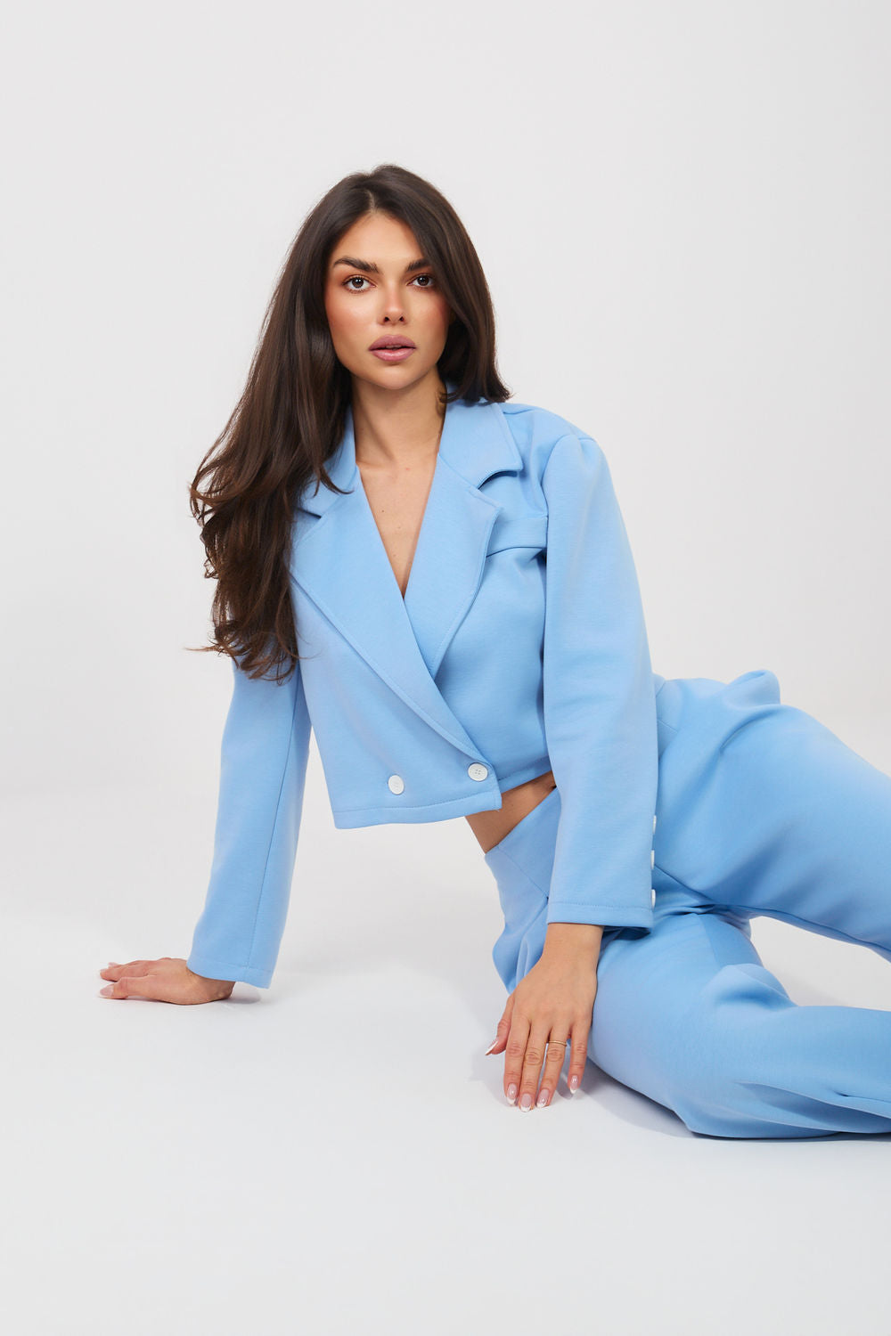 Rue Paris Light Blue High Waisted Long Sleeve Co-Ord Set - view 2