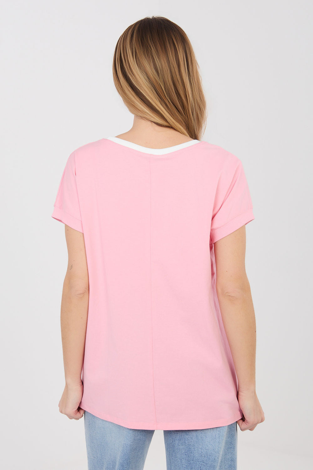 Relevance Light Pink Sequin Short Sleeve Blouse - view 3