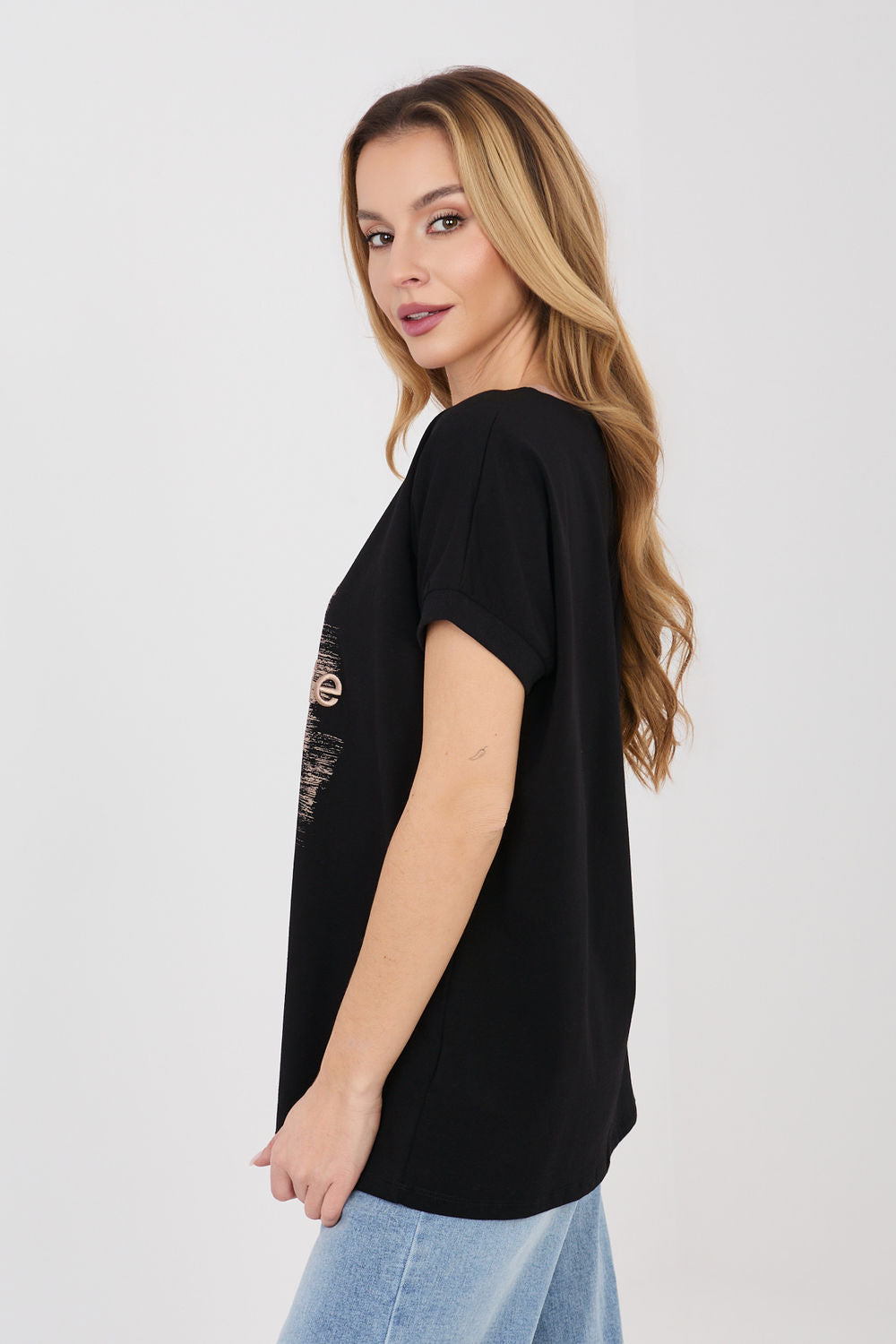 Relevance Black Sequin Short Sleeve Blouse