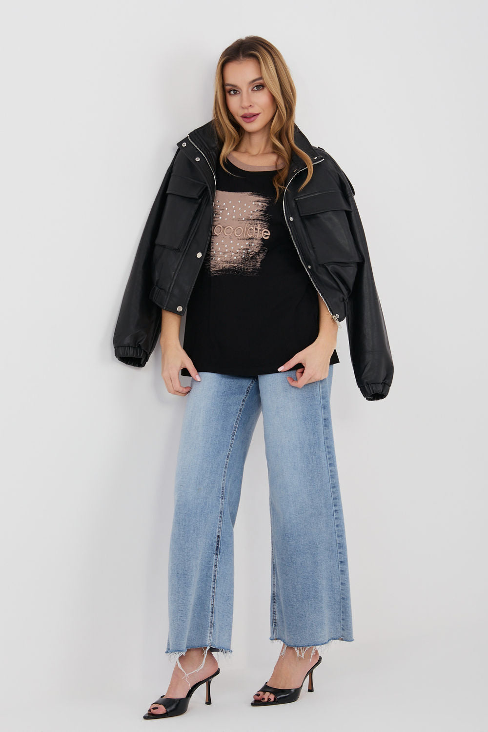 Relevance Black Sequin Short Sleeve Blouse - view 2