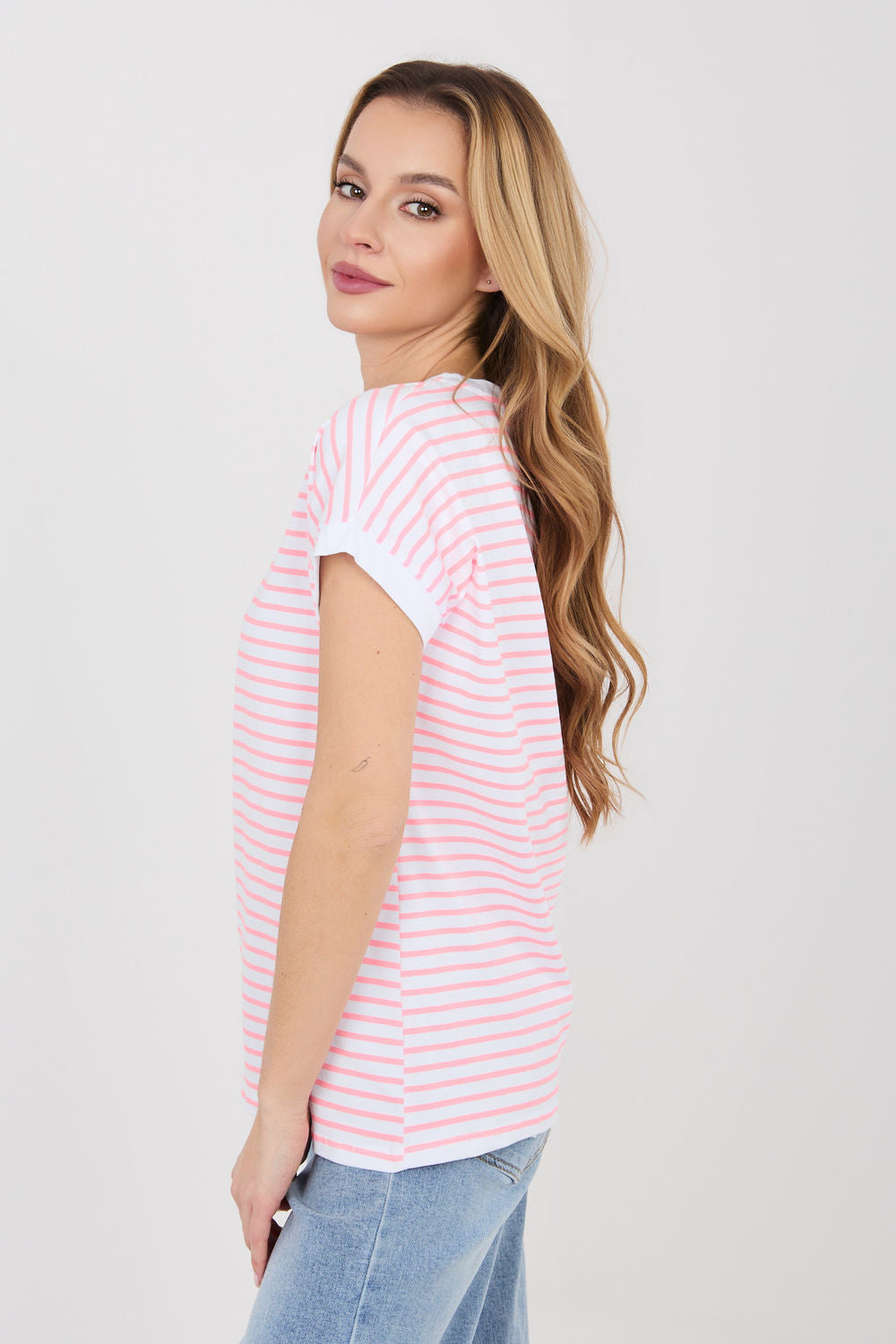 Relevance Pink Striped Short Sleeve T-Shirt - view 2