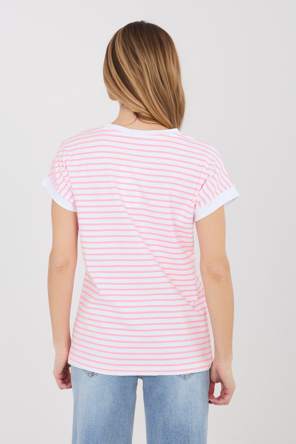 Relevance Pink Striped Short Sleeve T-Shirt - view 3
