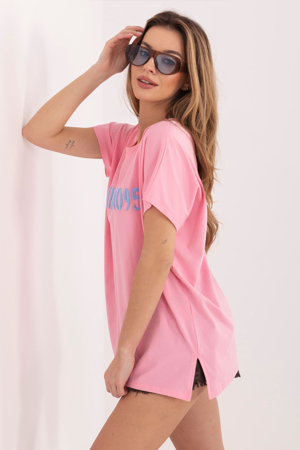 Relevance Light Pink Short Sleeve Cotton T-Shirt - view 3