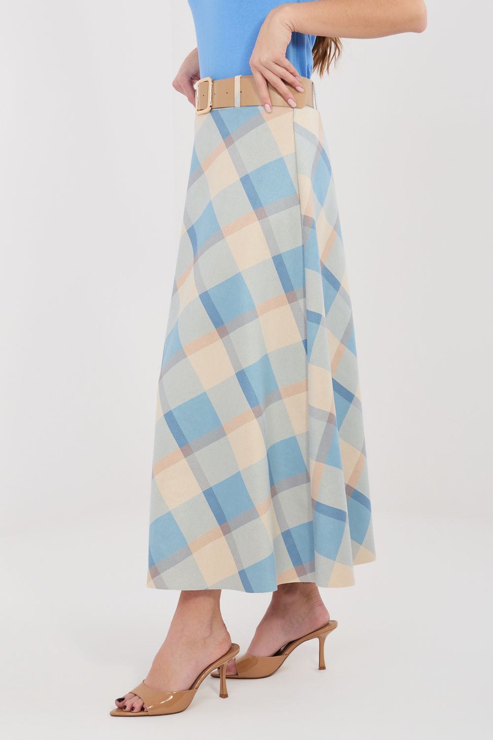 Italy Moda Blue Flared Maxi Skirt - view 2