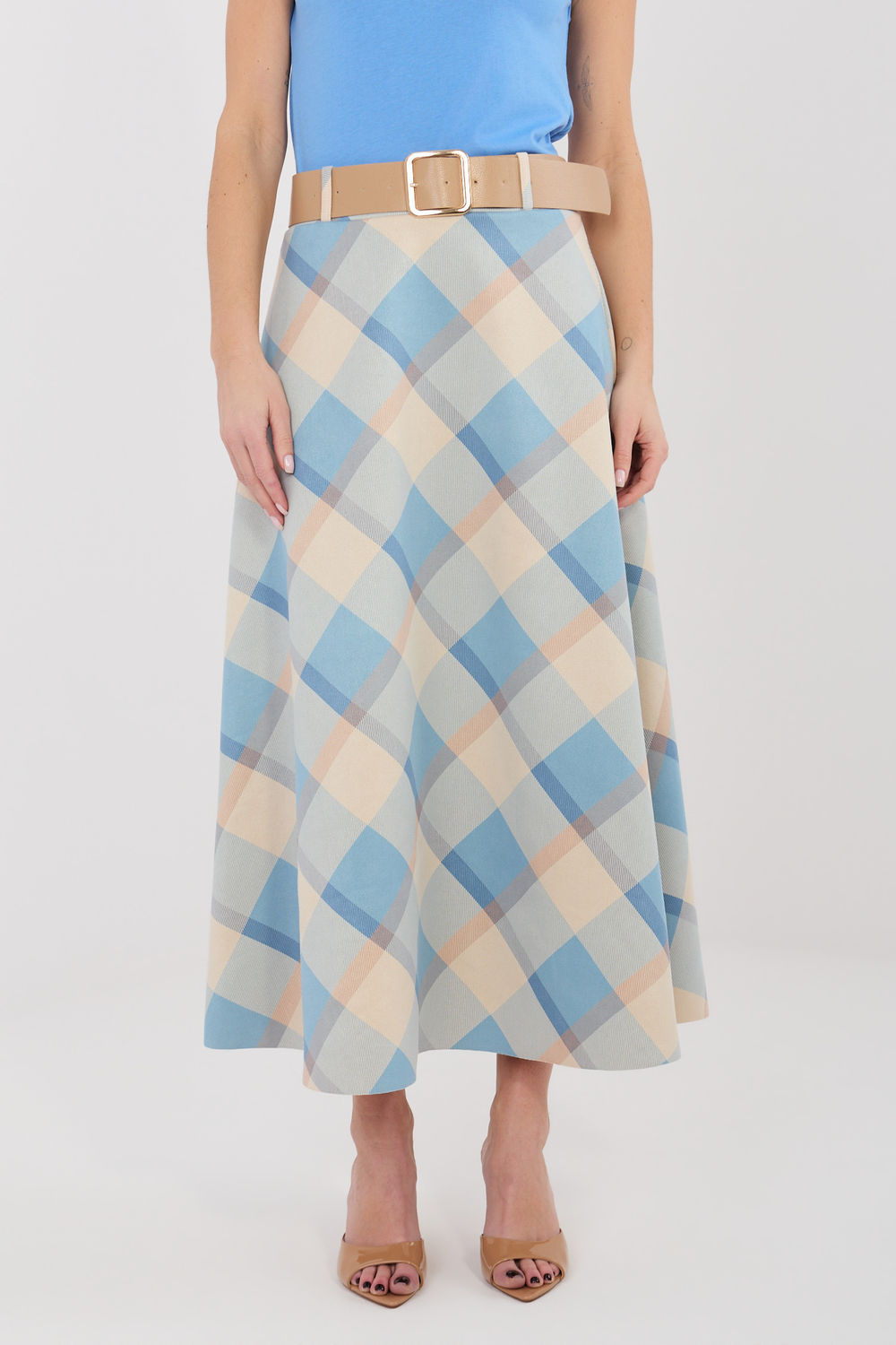 Italy Moda Blue Flared Maxi Skirt - view 3