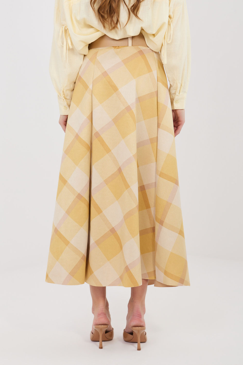 Italy Moda Yellow Flared Maxi Skirt - view 3