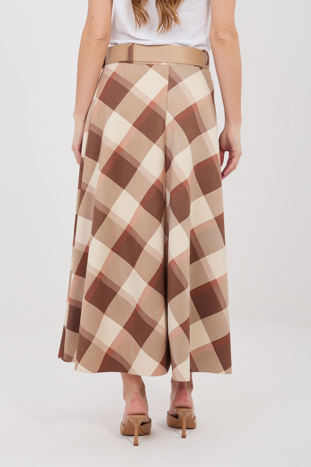 Italy Moda Brown Polyester Flared Maxi Skirt - view 3