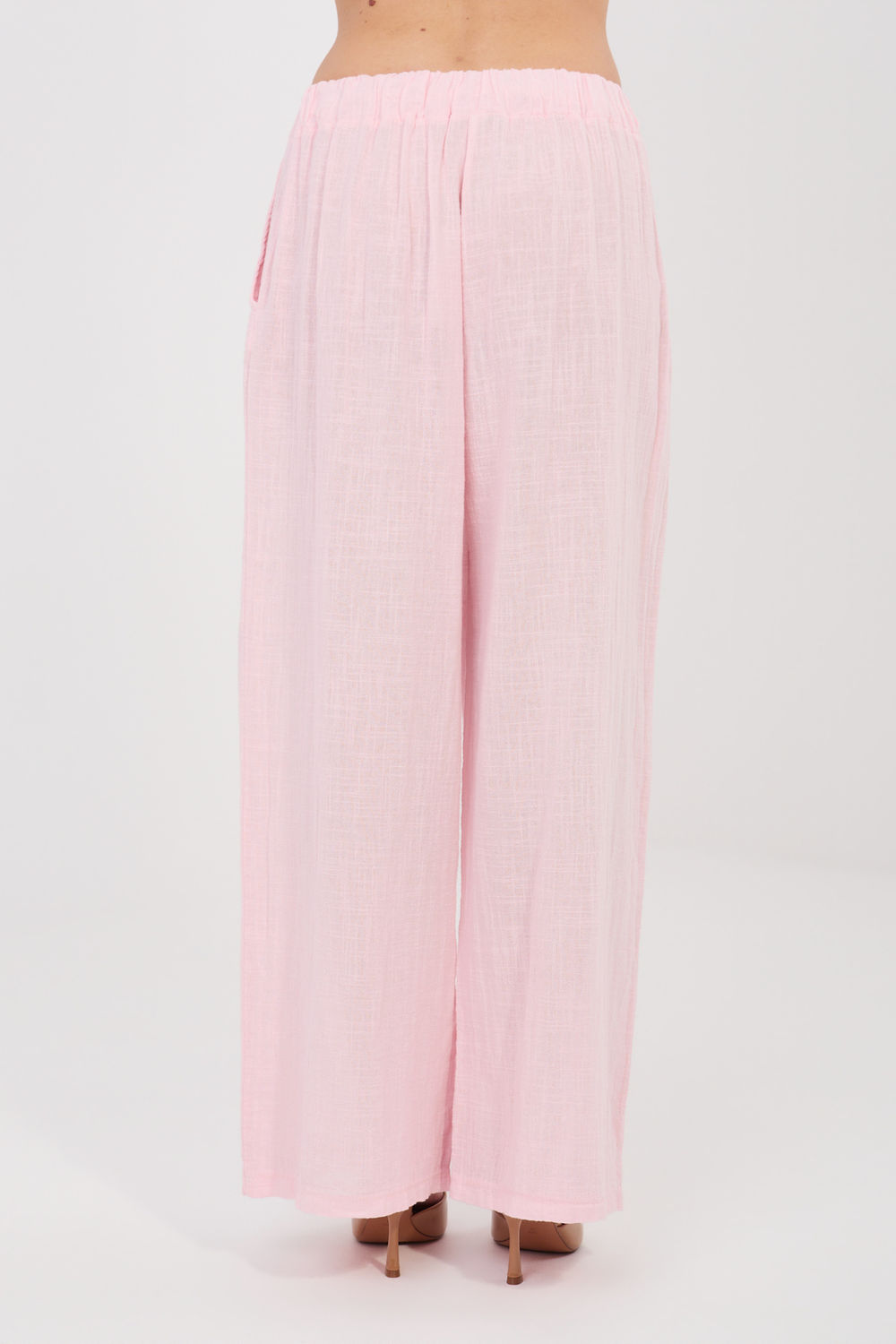 Italy Moda Light Pink Wide Leg High Waisted Trousers - view 3