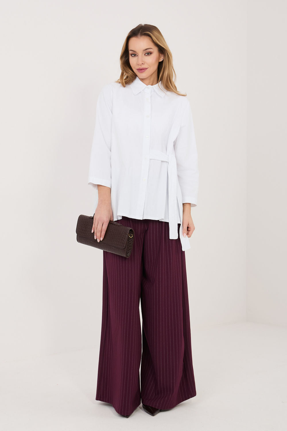 Rue Paris White Cotton Long Sleeve Top - view 2
