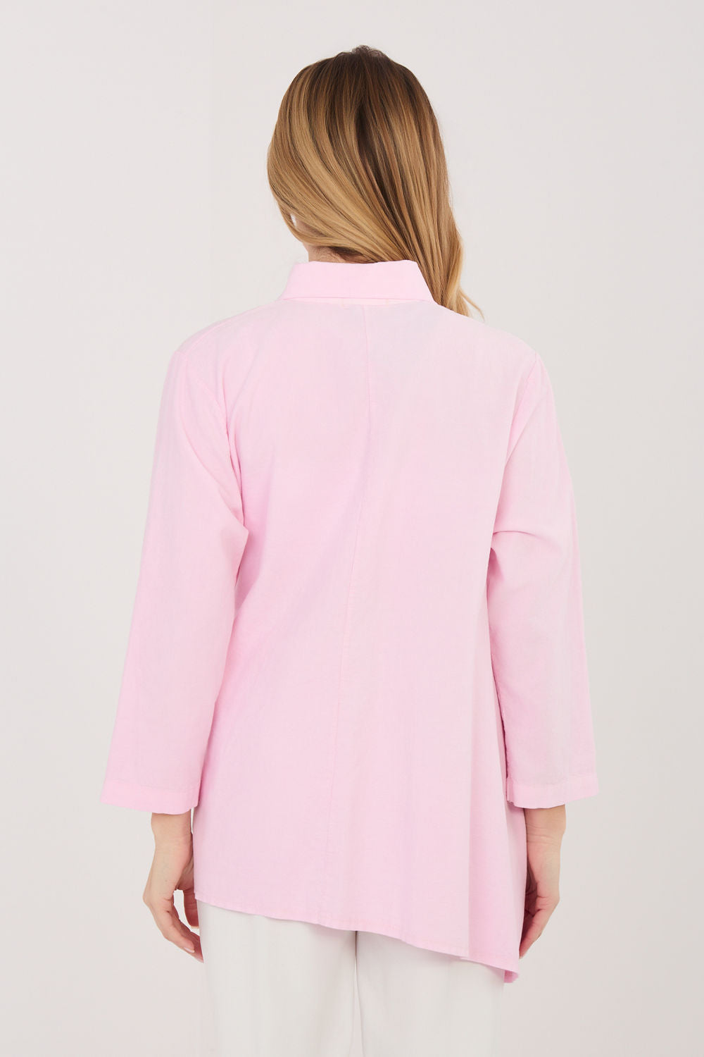 Rue Paris Light Pink Cotton Long Sleeve Top - view 3