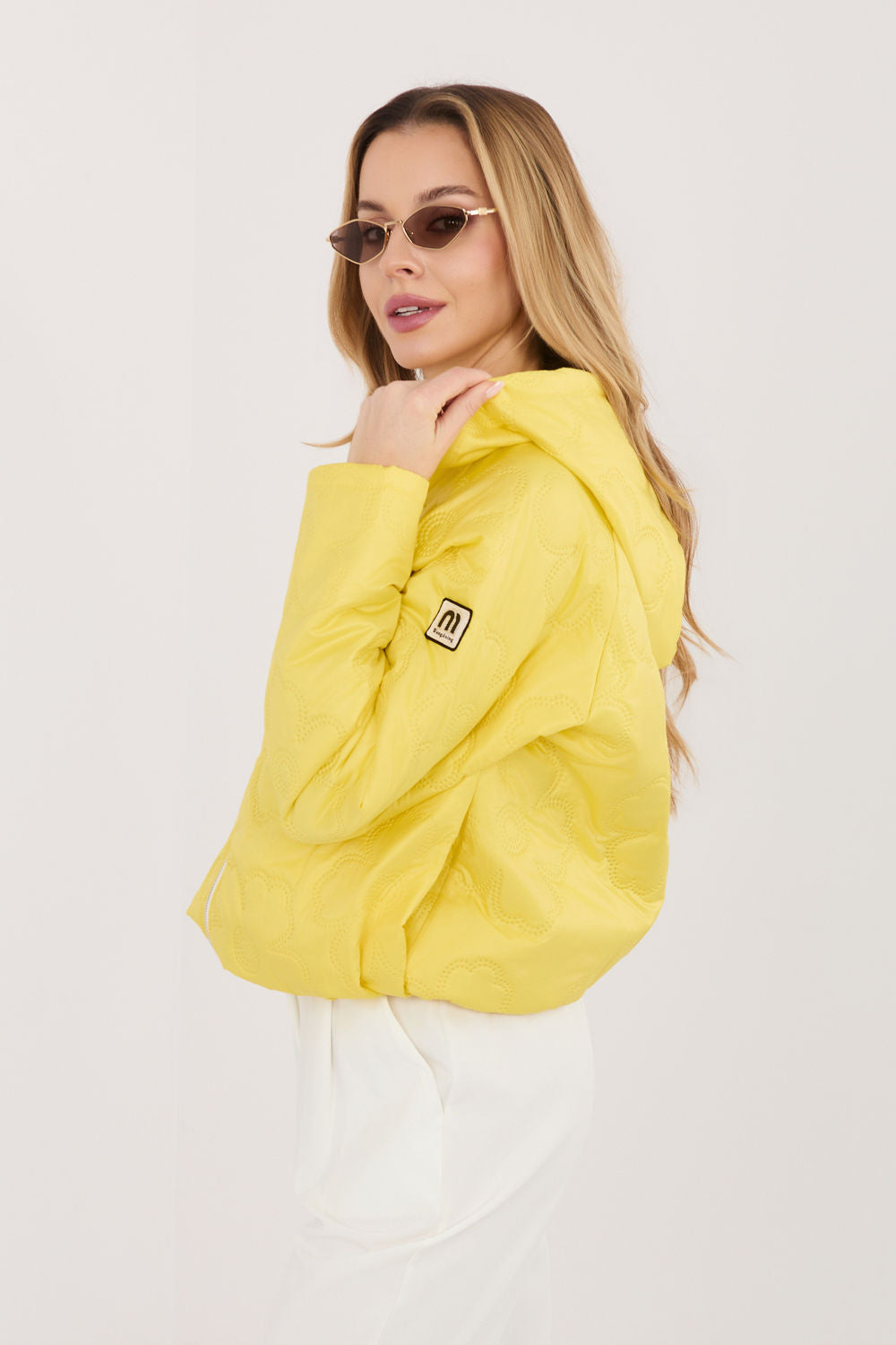 Rue Paris Yellow Hooded Zip Up Jacket - view 2