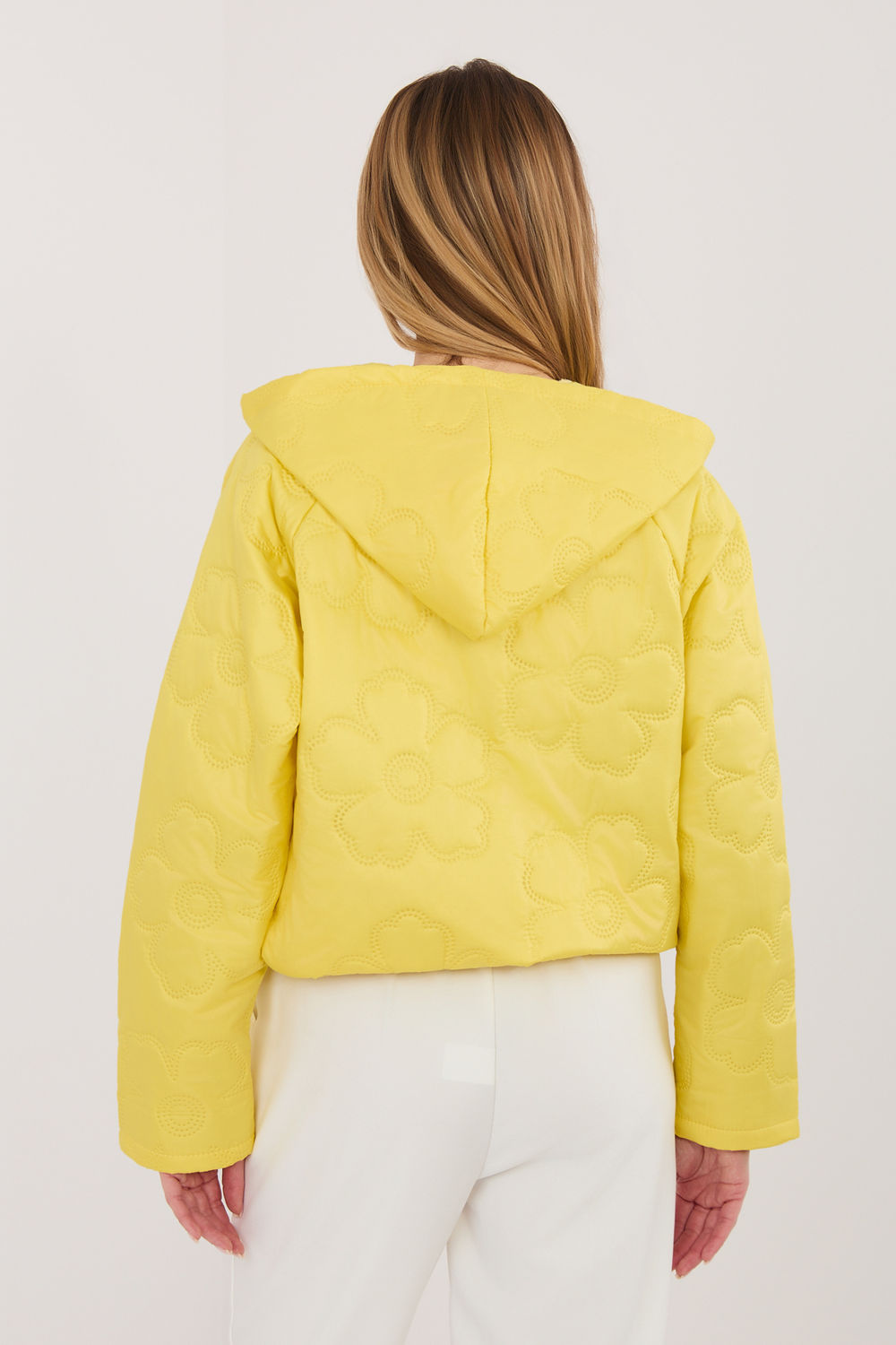 Rue Paris Yellow Hooded Zip Up Jacket - view 3