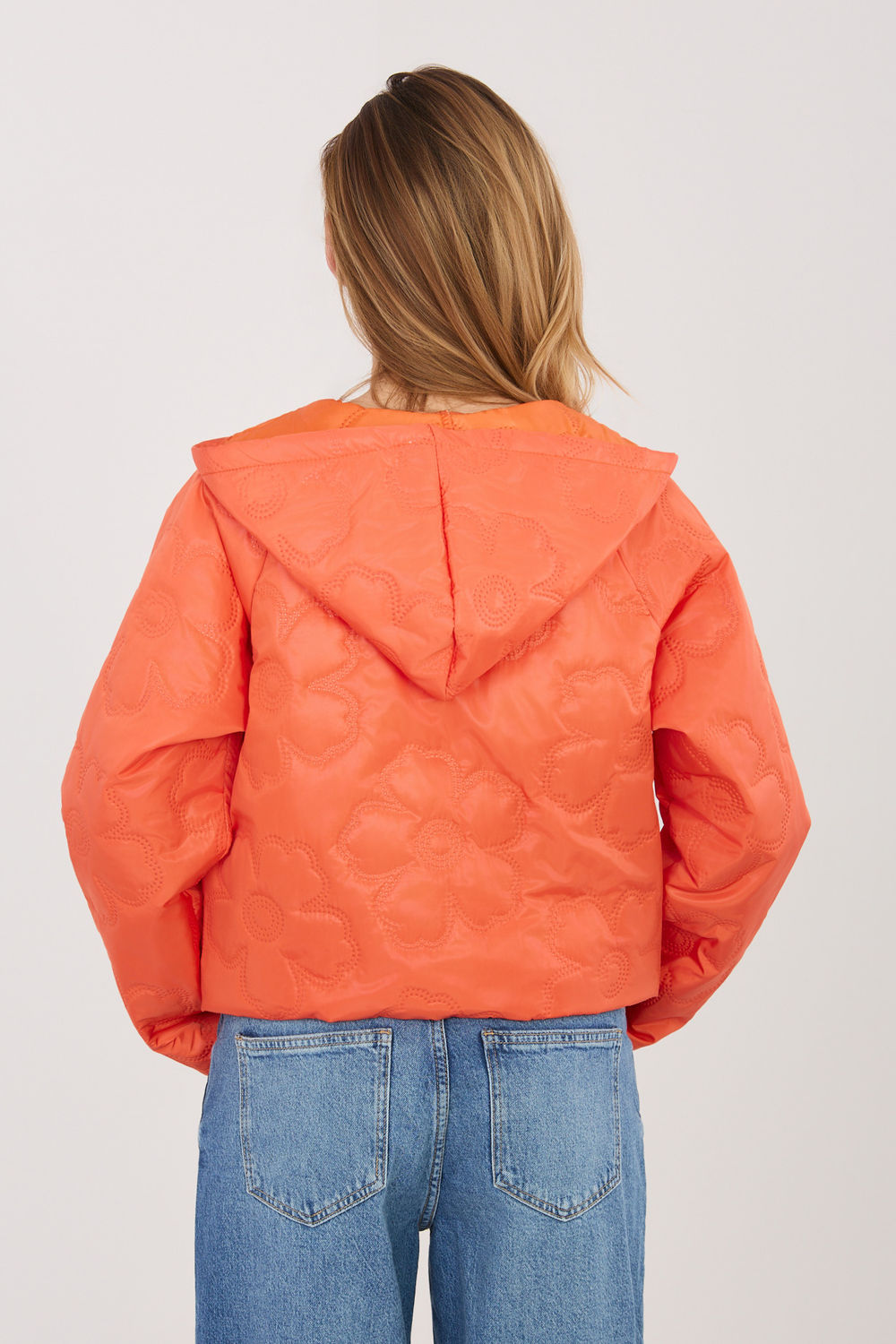 Rue Paris Orange Floral Hooded Jacket - view 3