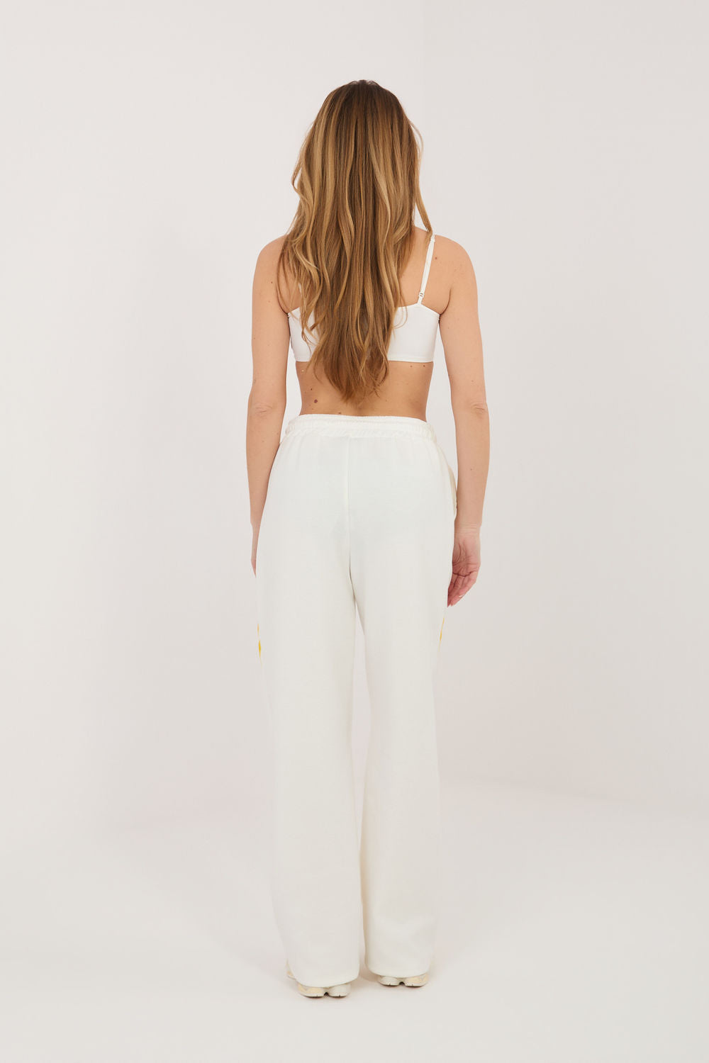 Rue Paris Ecru Striped High Waisted Joggers - view 3