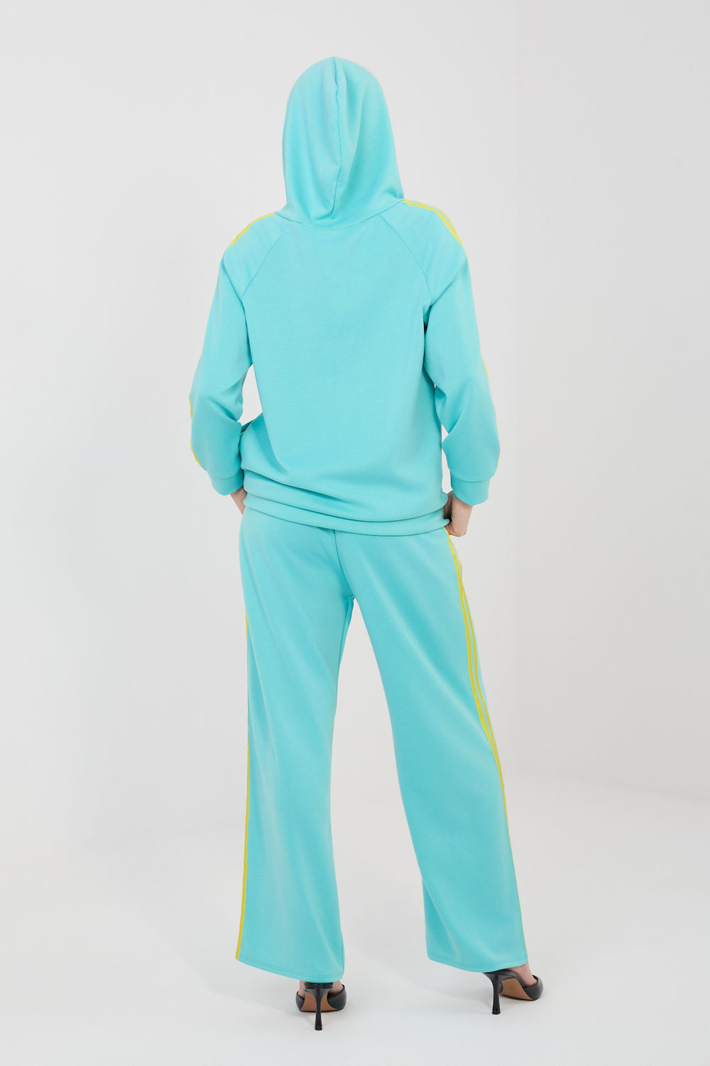 Rue Paris Turquoise Striped Wide Leg Co-Ord Set - view 3