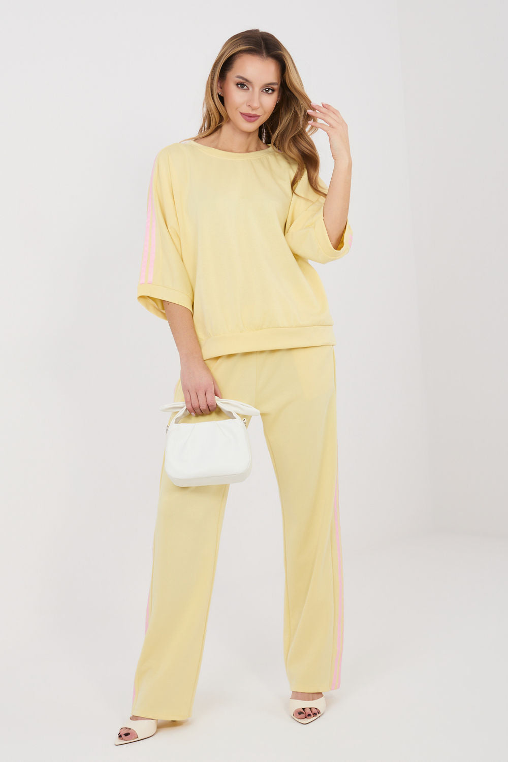Rue Paris Light Yellow Striped High Waisted Co-Ord Set