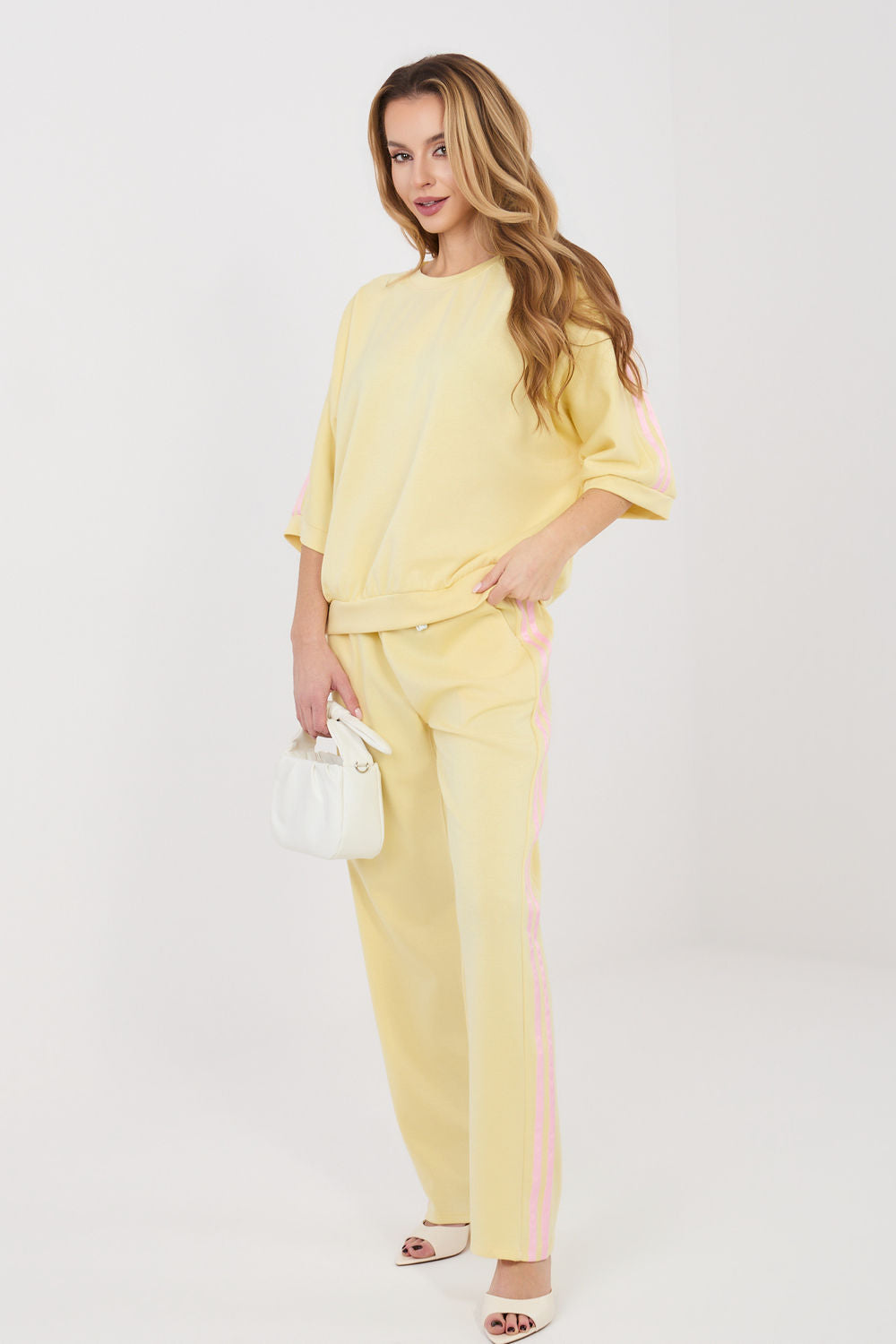 Rue Paris Light Yellow Striped High Waisted Co-Ord Set - view 2