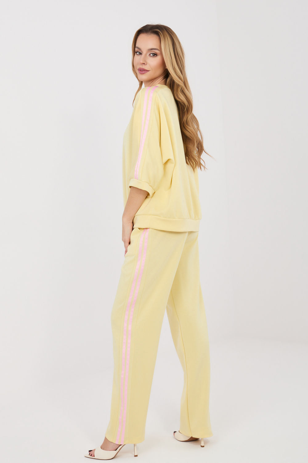 Rue Paris Light Yellow Striped High Waisted Co-Ord Set - view 3