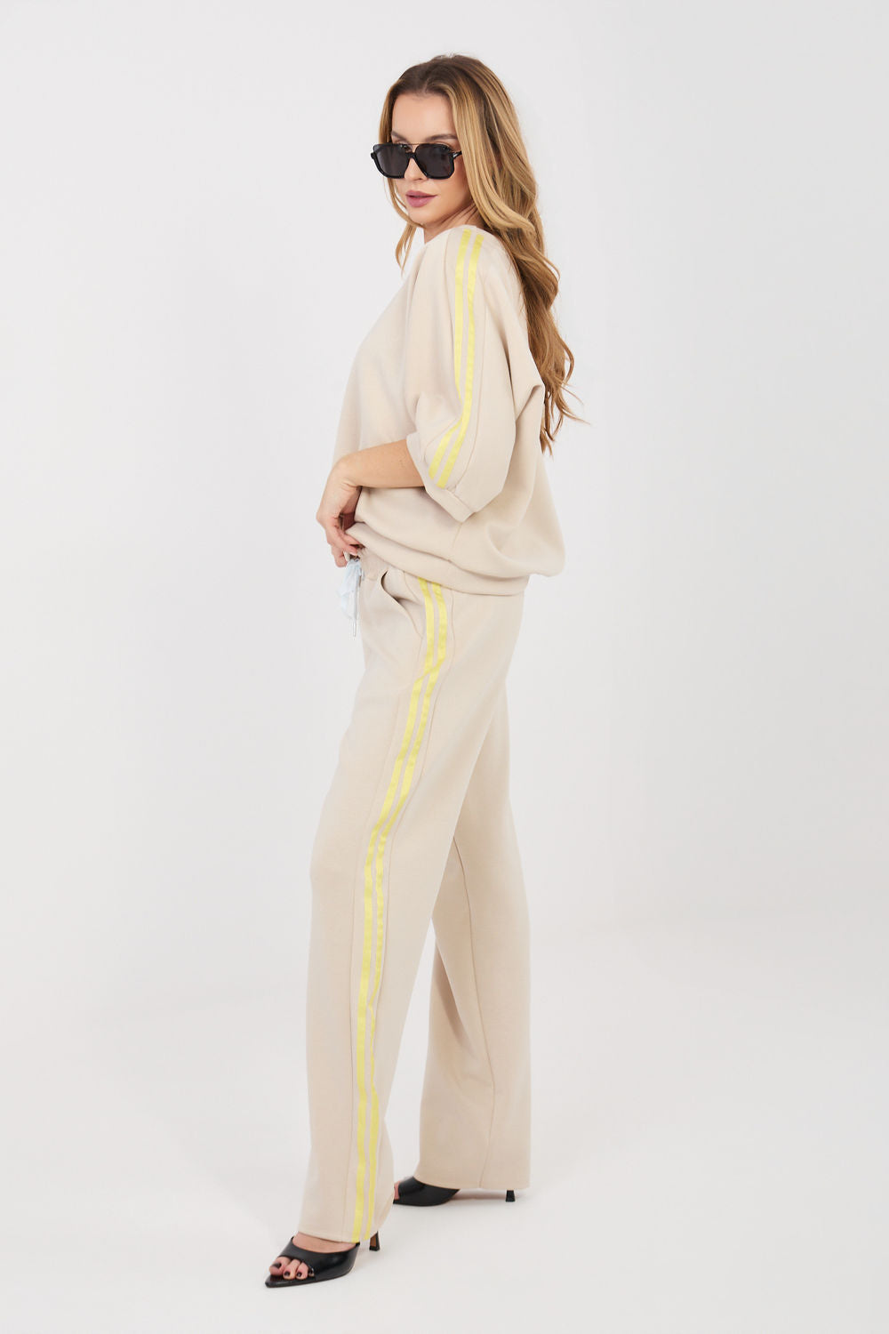 Rue Paris Beige Striped High Waisted Co-Ord Set - view 2