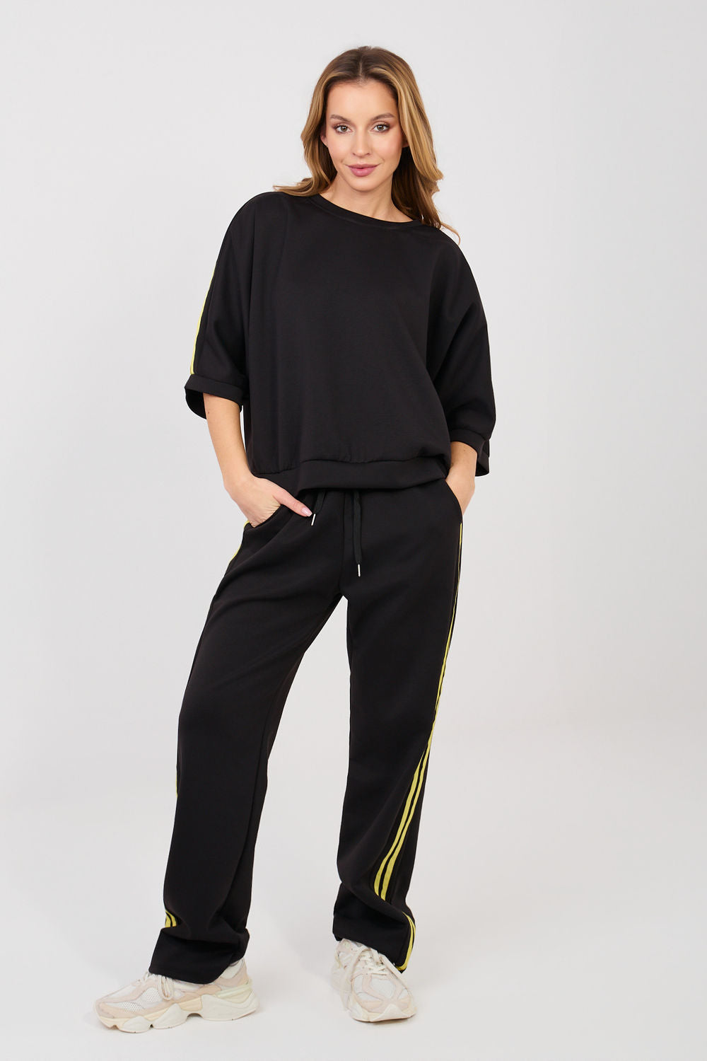 Rue Paris Black Striped High Waisted Co-Ord Set