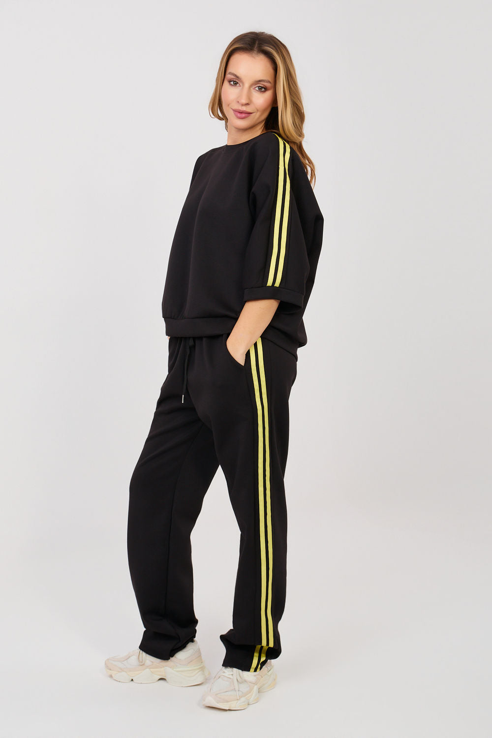 Rue Paris Black Striped High Waisted Co-Ord Set - view 2