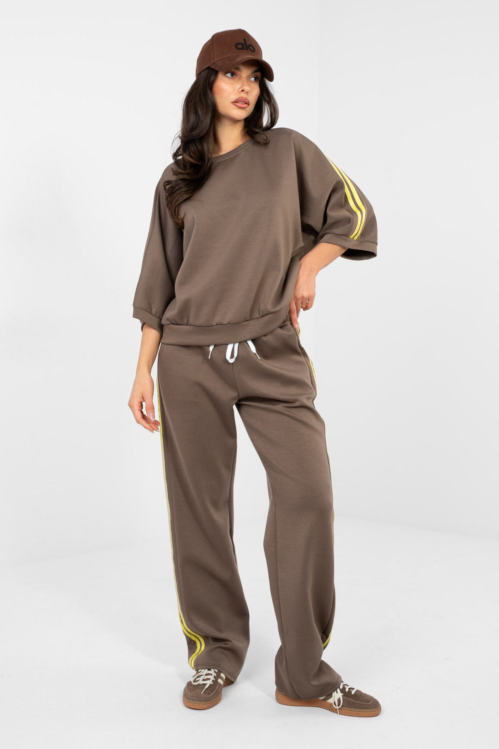 Rue Paris Brown Striped High Waisted Co-Ord Set