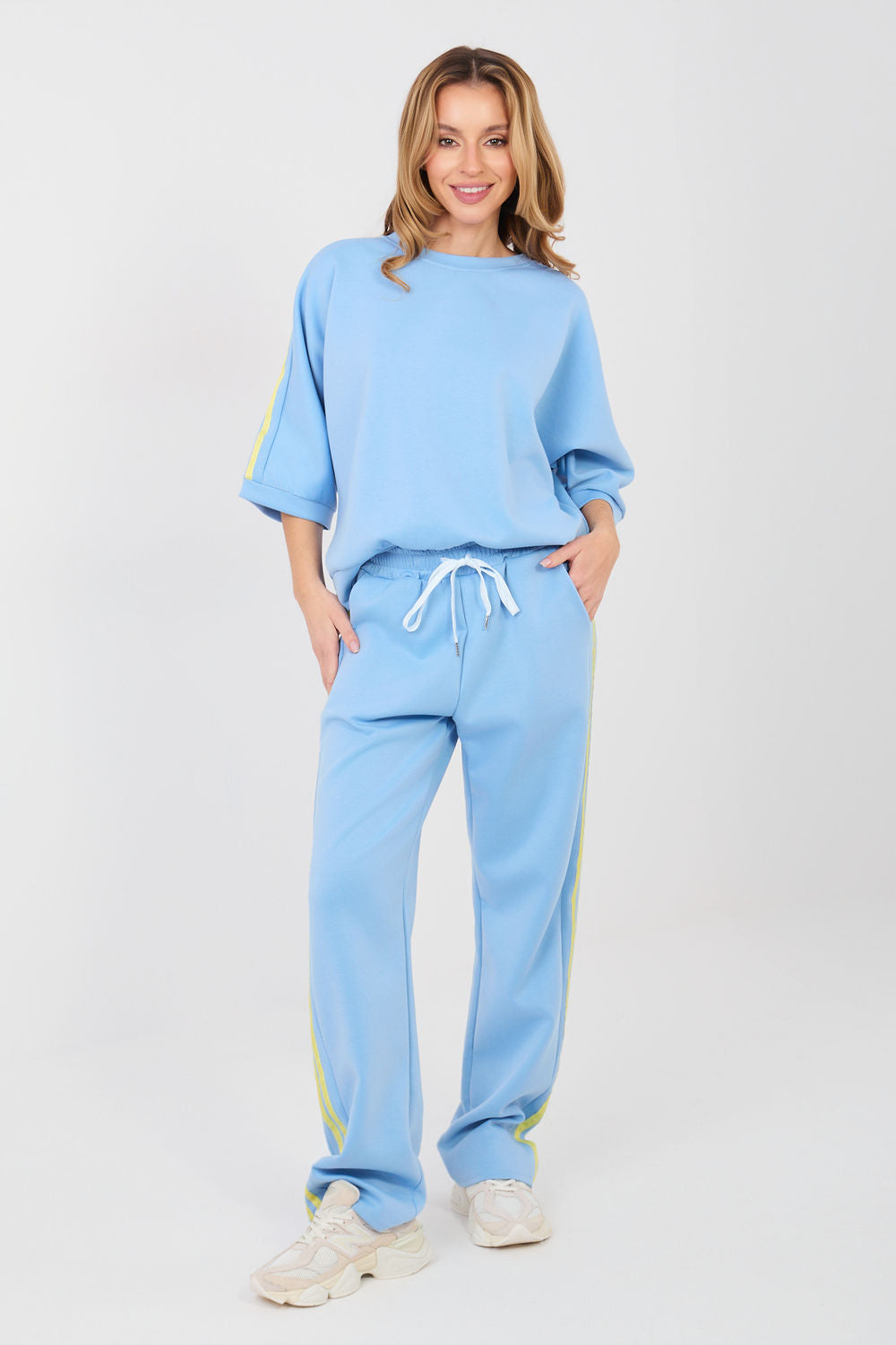 Rue Paris Light Blue Striped High Waisted Co-Ord Set