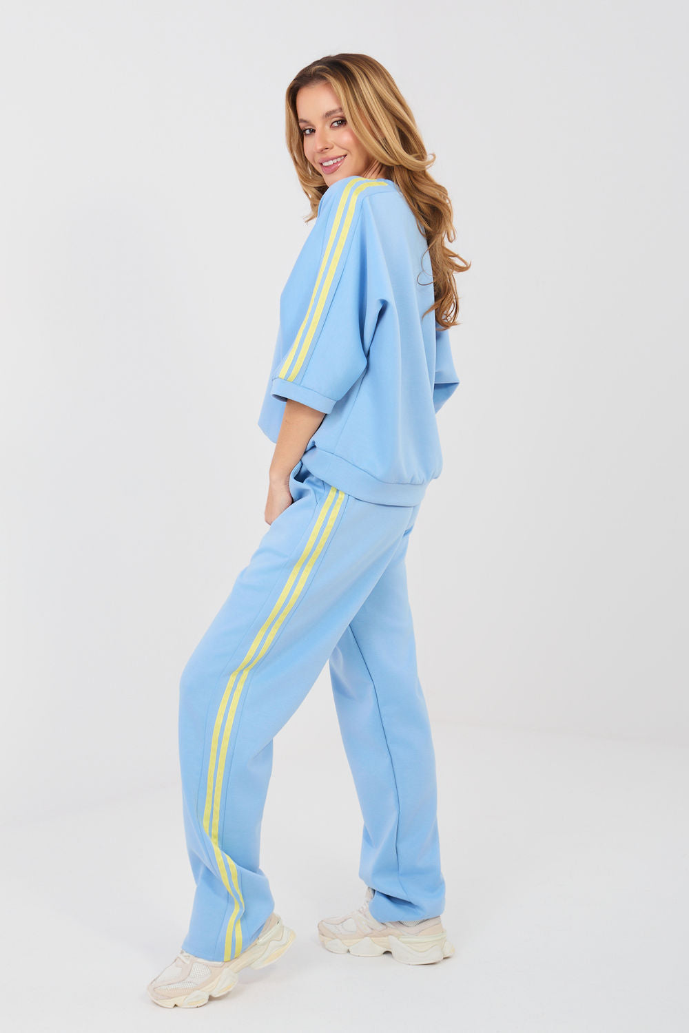 Rue Paris Light Blue Striped High Waisted Co-Ord Set - view 2