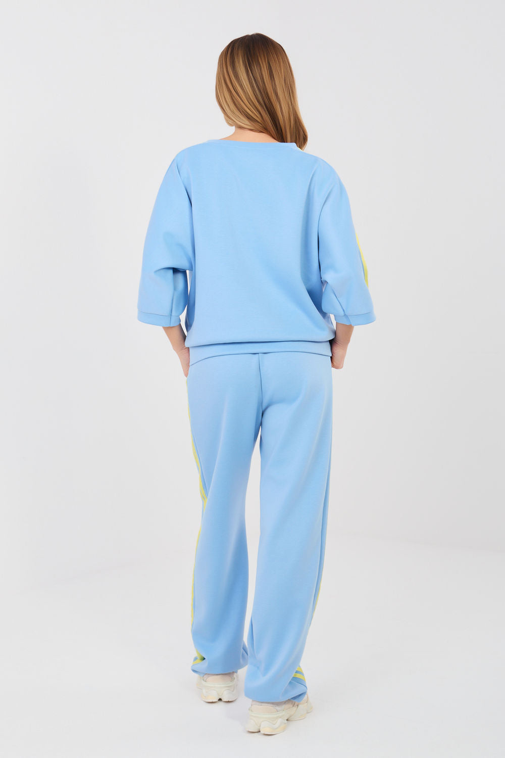 Rue Paris Light Blue Striped High Waisted Co-Ord Set - view 3