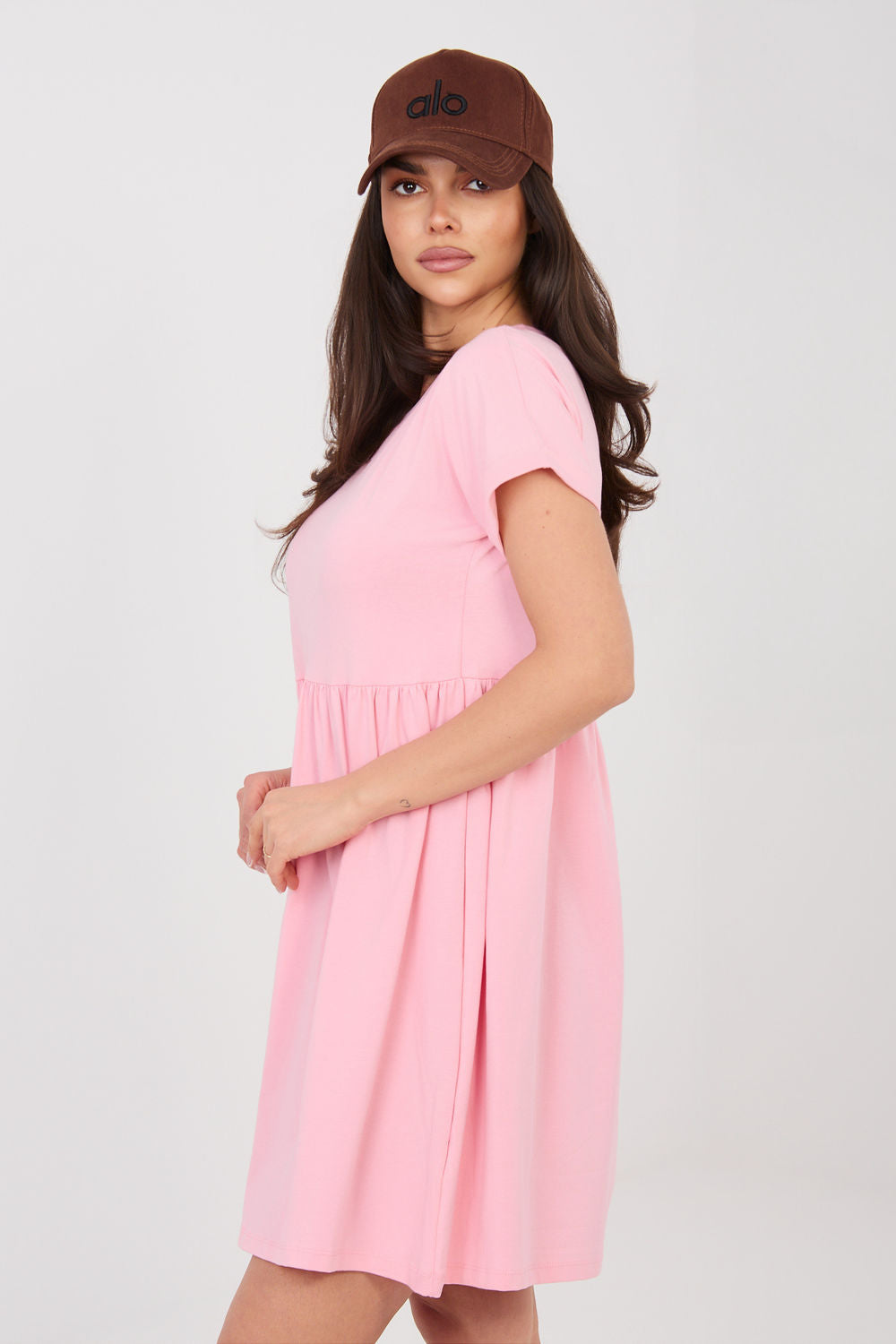 Rue Paris Light Pink Flared Short Sleeve Dress - view 2
