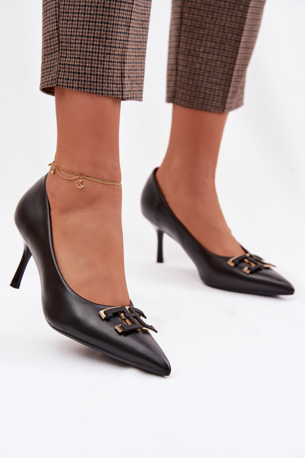 Step In Style Fivara Black Faux Leather High Heels