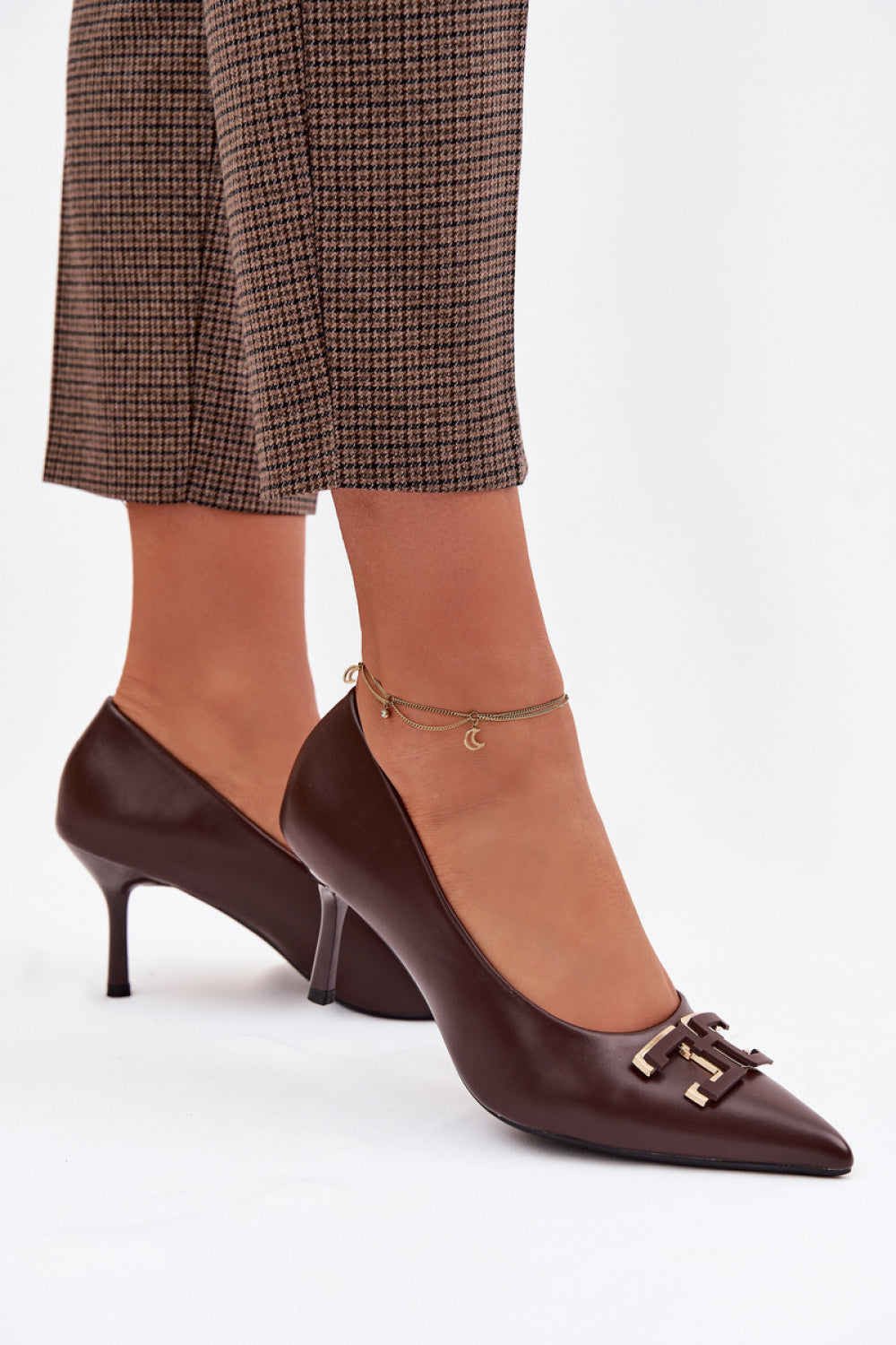 Step In Style Fivara Brown Faux Leather High Heels