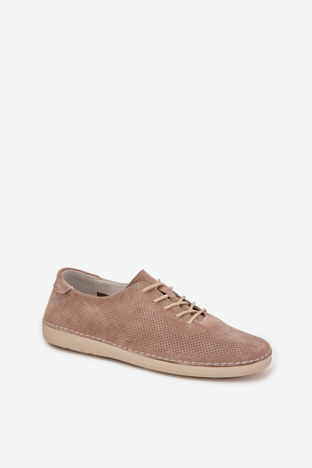 Step In Style Dark Beige Suede Lace Up Shoes - view 2