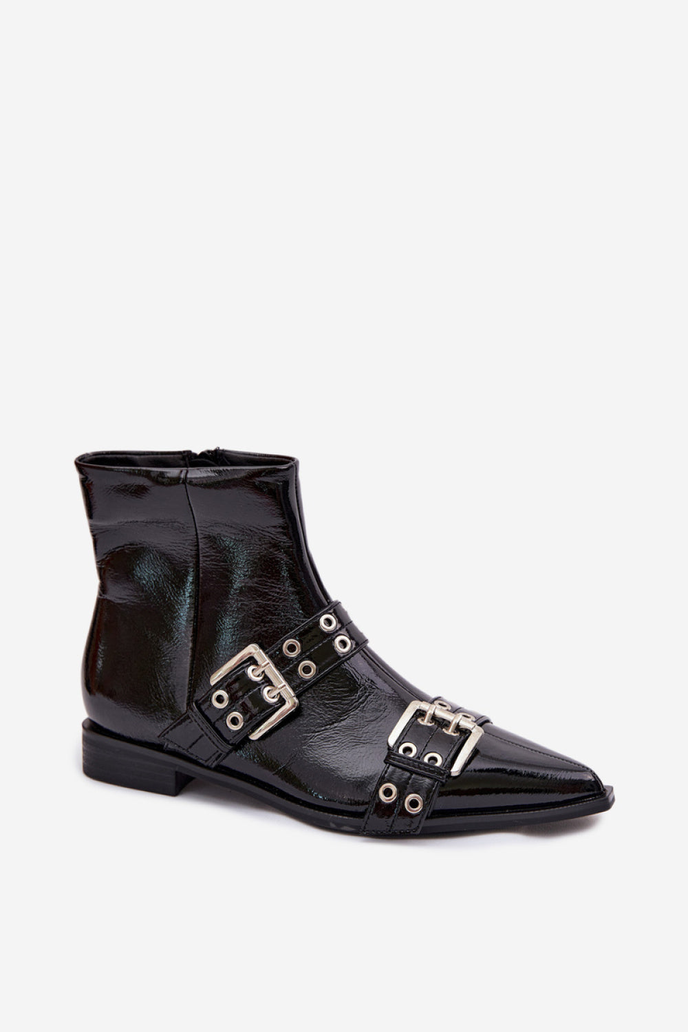 Step In Style Hamira Black Faux Leather Flat Boots - view 2