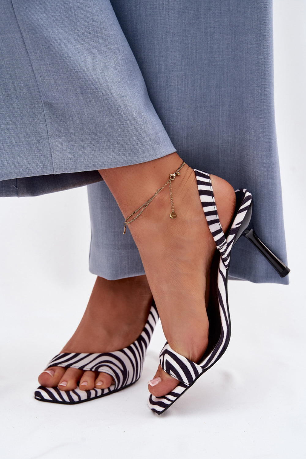 Step In Style Calvoria Zebra Print Faux Suede Stiletto Heeled Sandals - view 3