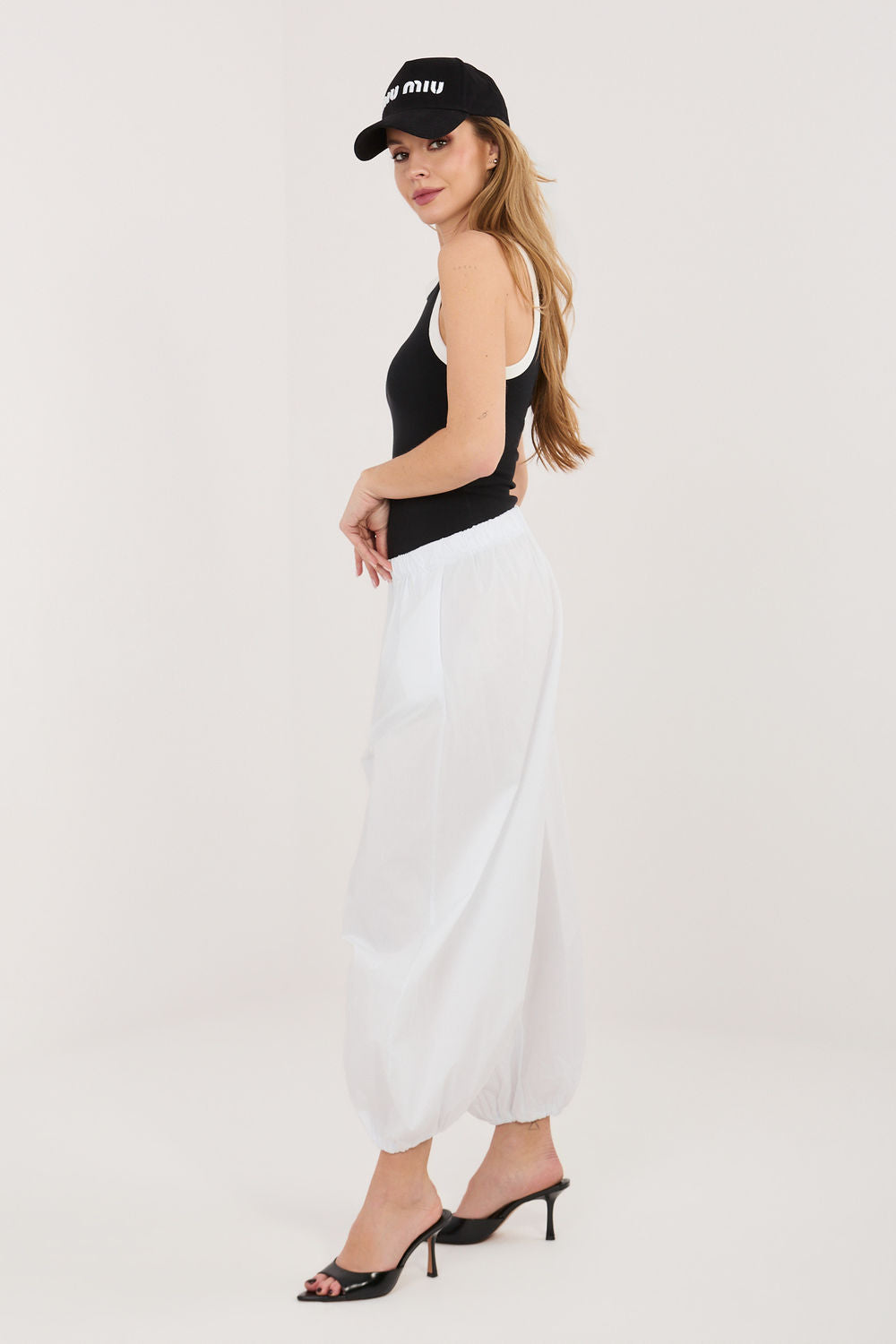 Rue Paris White High Waisted Cotton Trousers - view 2
