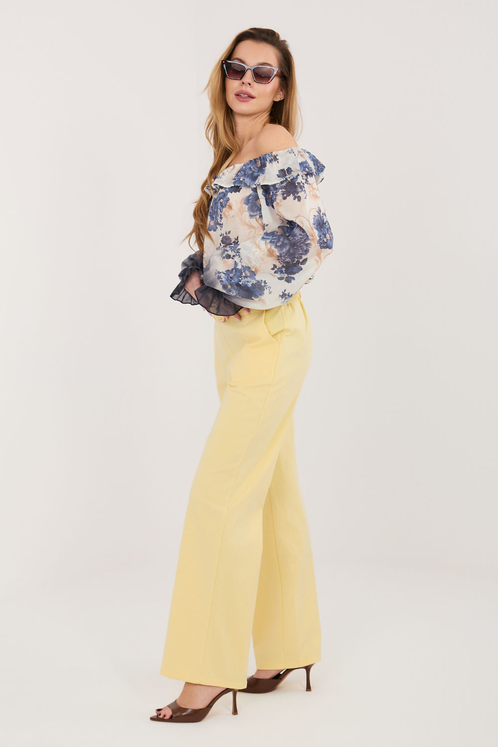 Rue Paris Light Yellow High Waisted Cotton Trousers - view 2