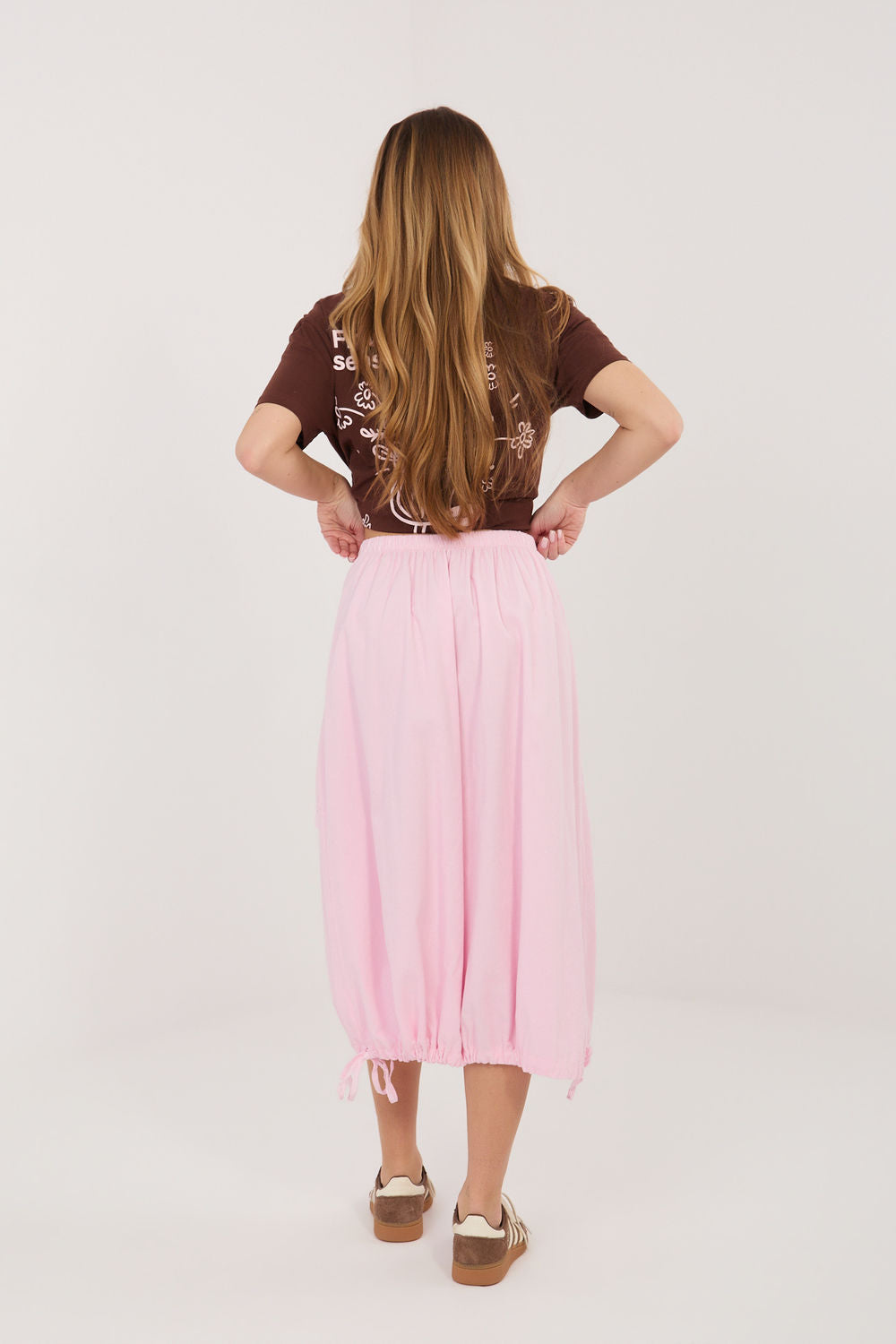 Rue Paris Light Pink Midi Cotton Skirt - view 3
