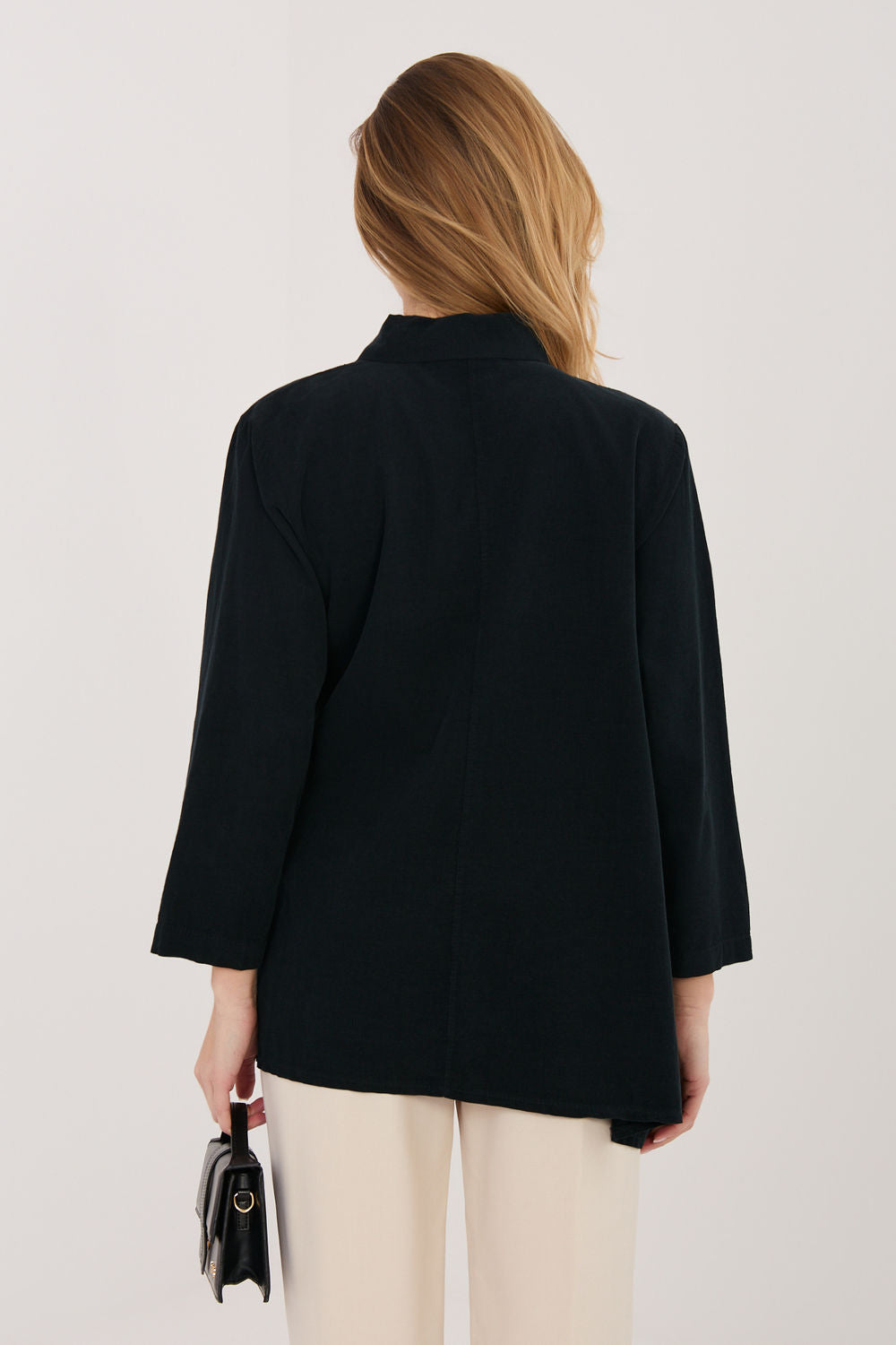 Rue Paris Black Cotton Long Sleeve Top - view 3