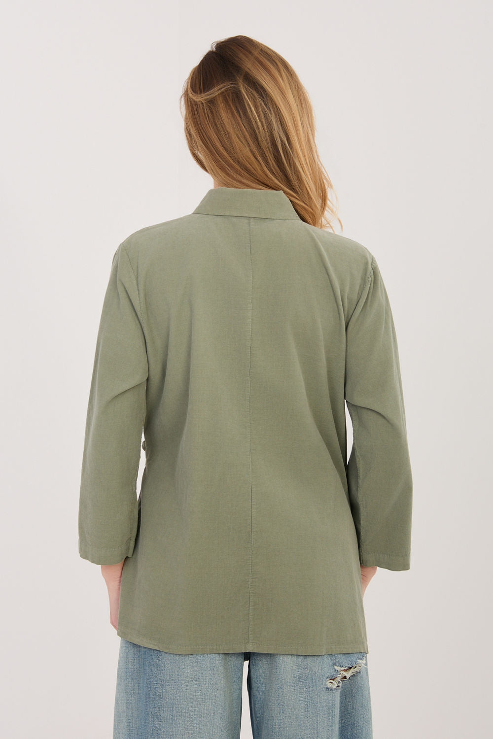 Rue Paris Khaki Cotton Long Sleeve Top - view 3